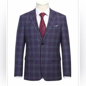 Purple Plaid Fabric Sports Coat/Blazer Slim Fit